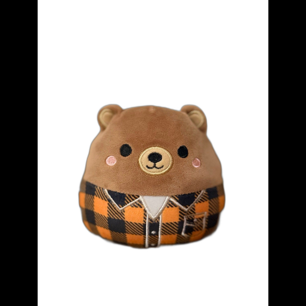 Squishmallow Omar the Bear Orange Plaid Shirt
